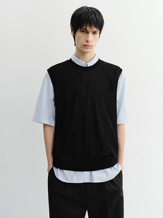 Dunst Unisex Sheer Layering Knit Vest Black
