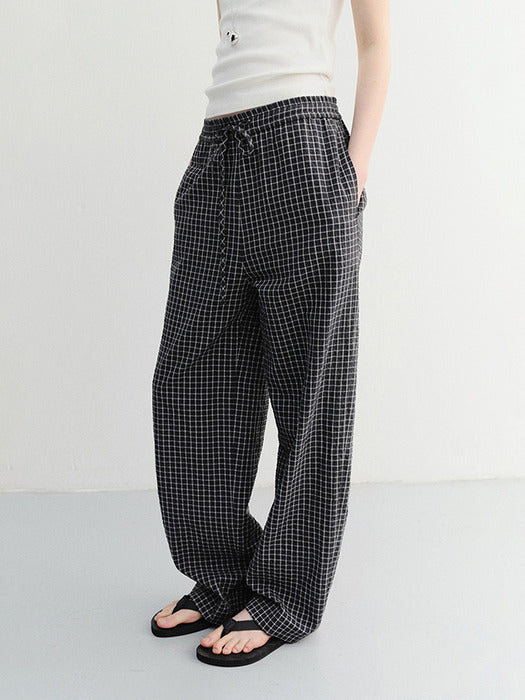 Dunst Unisex Checked Pajama Slacks Black Check