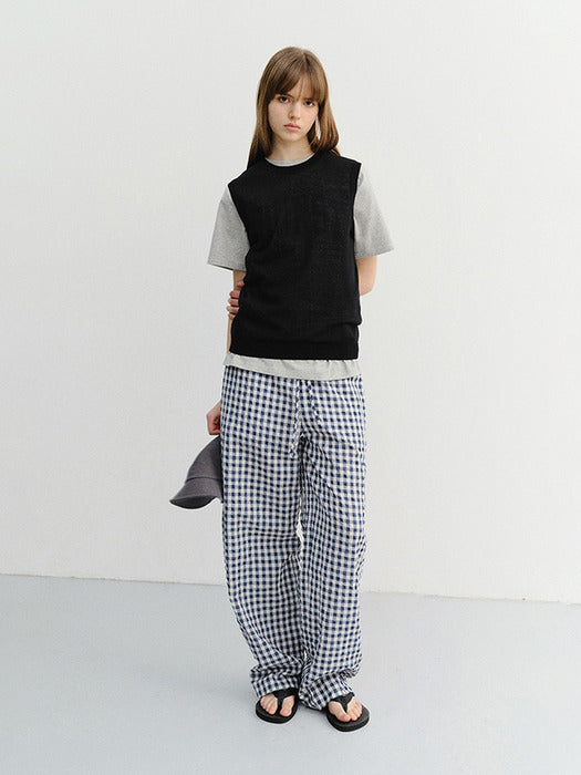 Dunst Unisex Checked Pajama Slacks Navy Check