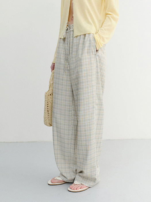 Dunst Unisex Checked Pajama Slacks Olive Check
