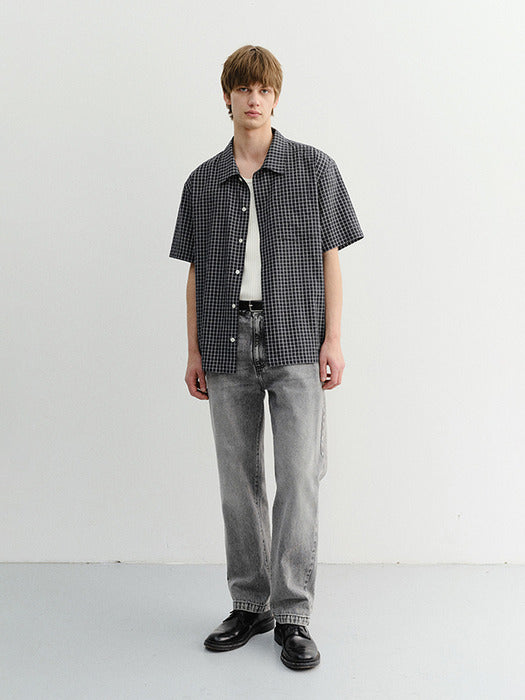 Dunst Unisex Checked Pajama Shirt Black Check