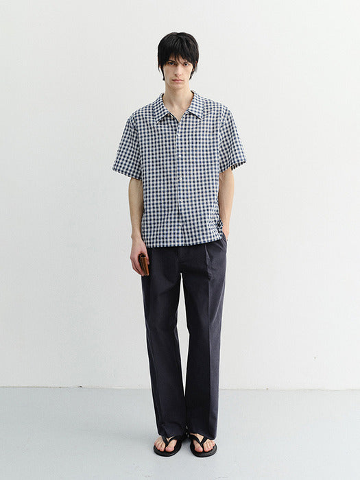 Dunst Unisex Checked Pajama Shirt Navy Check