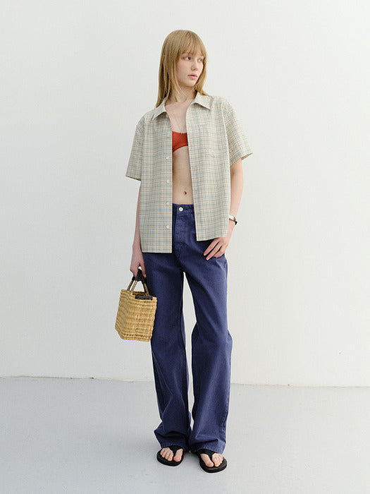 Dunst Unisex Checked Pajama Shirt Olive Check