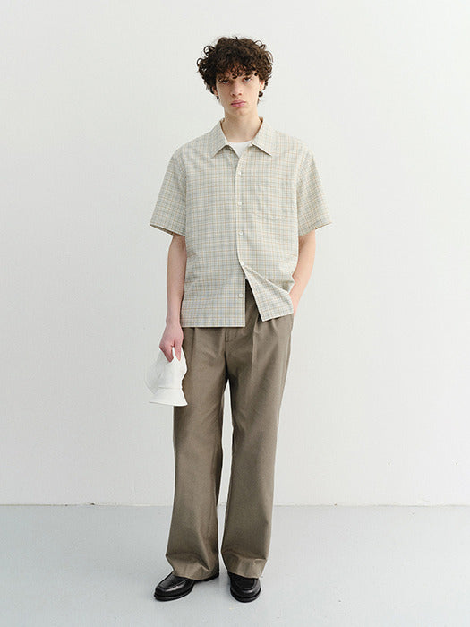 Dunst Unisex Checked Pajama Shirt Olive Check