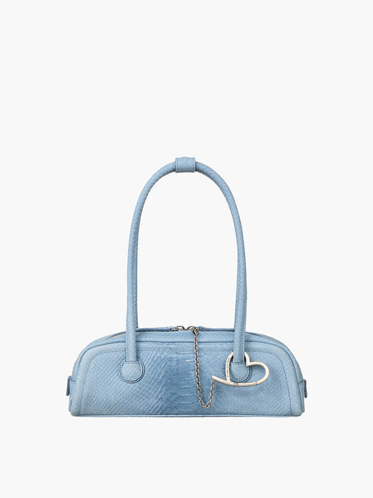 Margesherwood Soft Boston EW Mini blue python effect suede