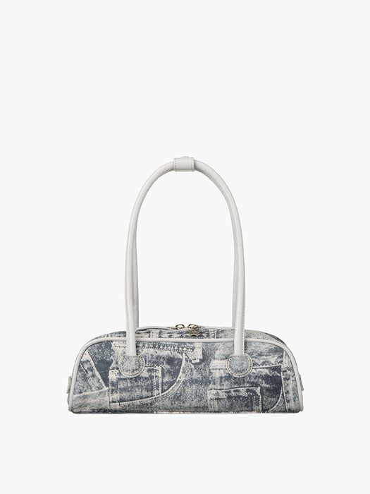 Margesherwood Soft Boston EW Mini Piping light grey printed suede+crinkle