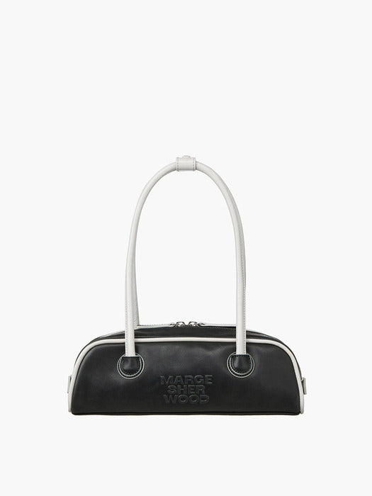 Margesherwood Soft Boston EW Mini Piping black pull-up+light grey crinkle
