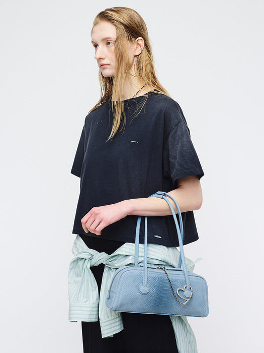 Margesherwood Soft Boston EW blue python effect suede