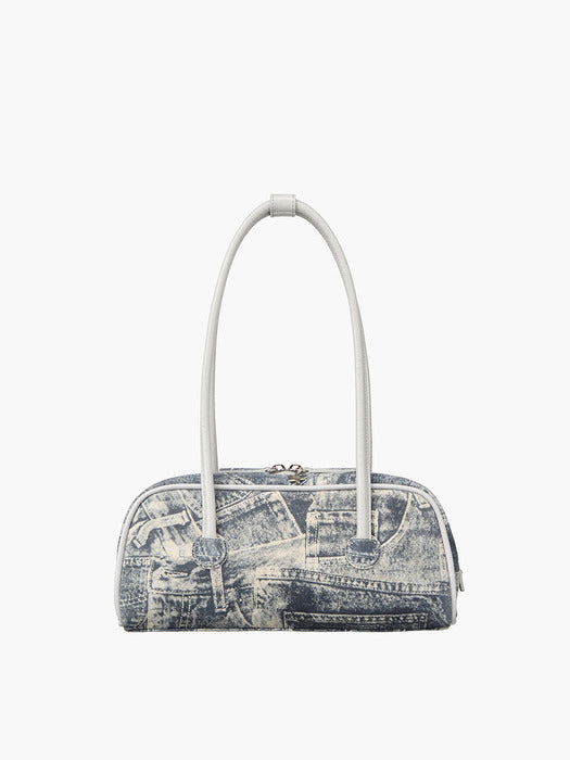 [Margesherwood] Soft Boston EW PIPING_light grey printed suede+crinkle