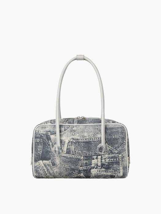 [Margesherwood] Soft Boston PIPING_light grey printed suede+crinkle