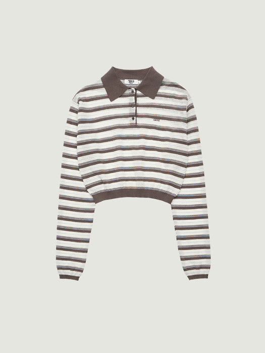 Grove 26Ss Esther Stripe Collar Knit (Brown)