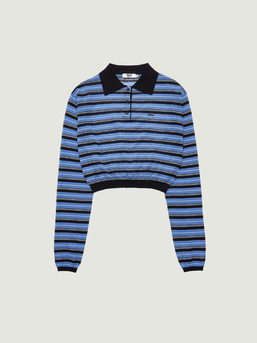 [grove] 26Ss Esther Stripe Collar Knit (Blue)