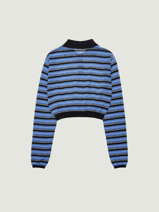 [grove] 26Ss Esther Stripe Collar Knit (Blue)