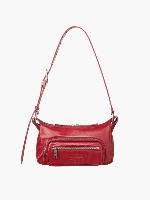[Margesherwood] Outpocket Hobo MINI_apple red glossy plain