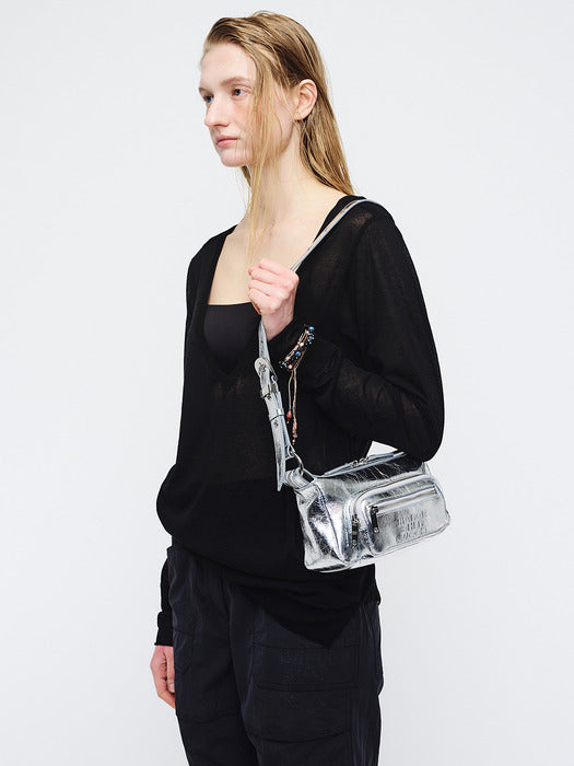 Margesherwood Outpocket Hobo Mini silver crinkle