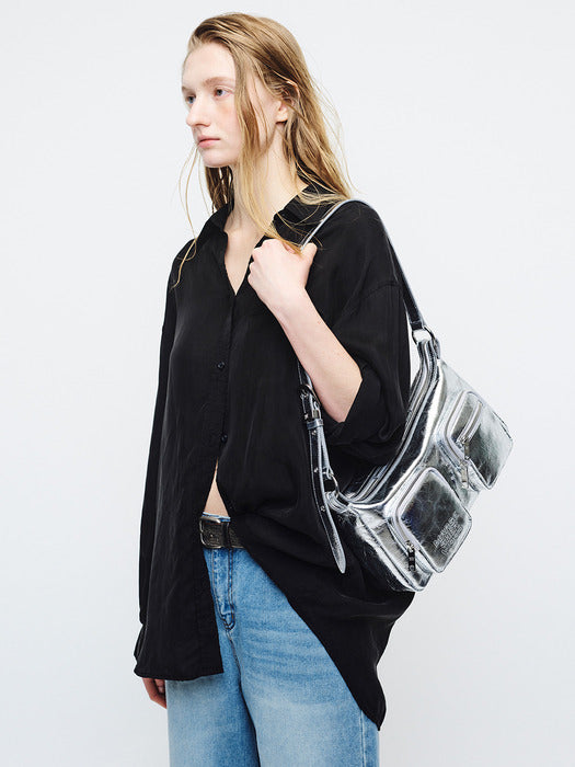 Margesherwood Outpocket Hobo silver crinkle