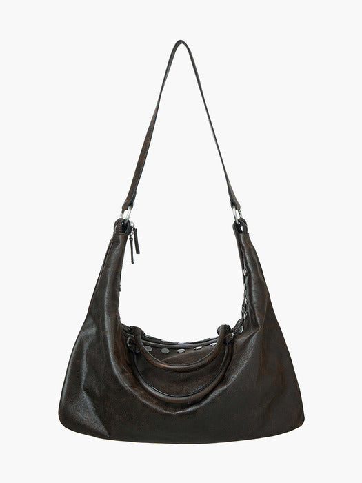 [Margesherwood] Dumpling STRAP_brown+black two tone cracked