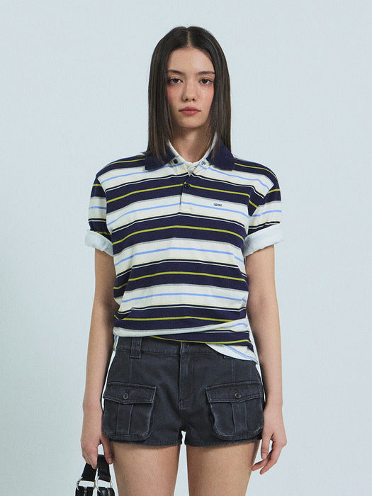 Grove 26Ss Carell Stripe Pique Shirt (Navy)
