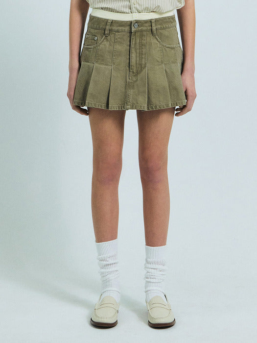 Grove 26Ss Tasha Denim Skirt Pants (Khaki)