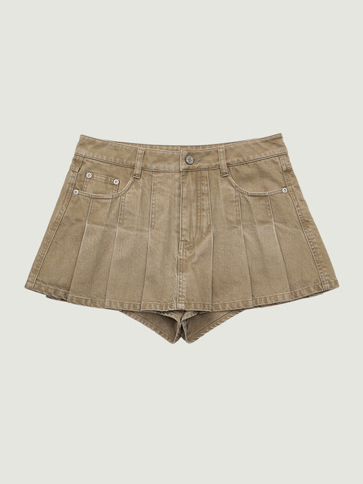 Grove 26Ss Tasha Denim Skirt Pants (Khaki)