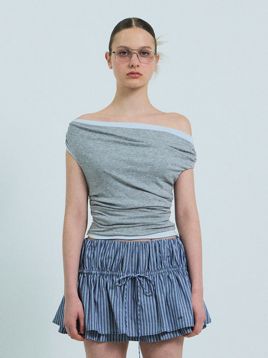Grove 26Ss Cloud Off-Shoulder T-Shirt (Melange Gray)