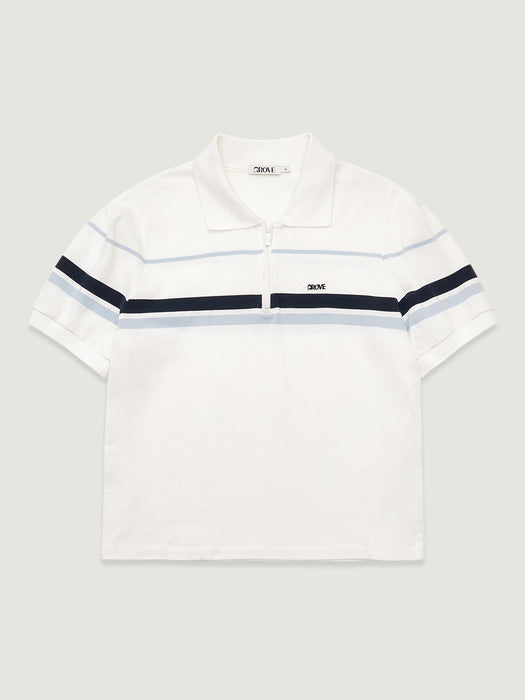 Grove 26Ss Liam Half Zip-UP Collar T-Shirt (White)