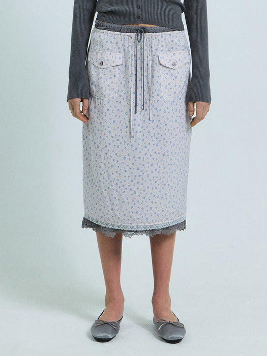 Grove 26Ss Cady Layered Midi Skirt (Gray)