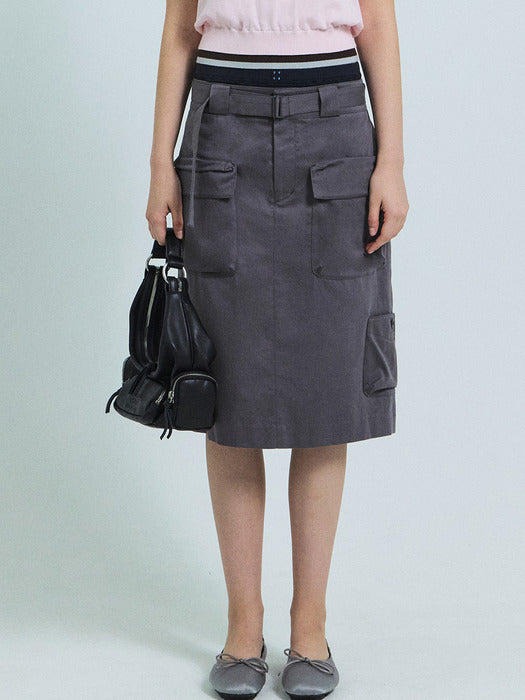Grove 26Ss Betty Cargo Midi Skirt (Charcoal)