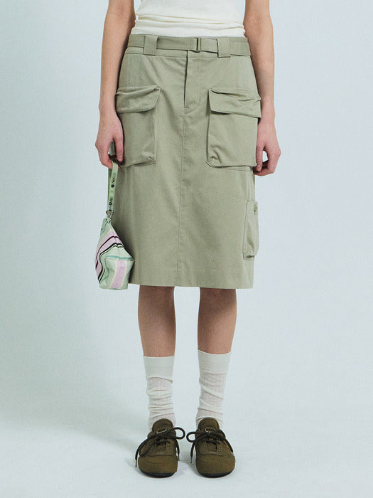 Grove 26Ss Betty Cargo Midi Skirt (Beige)