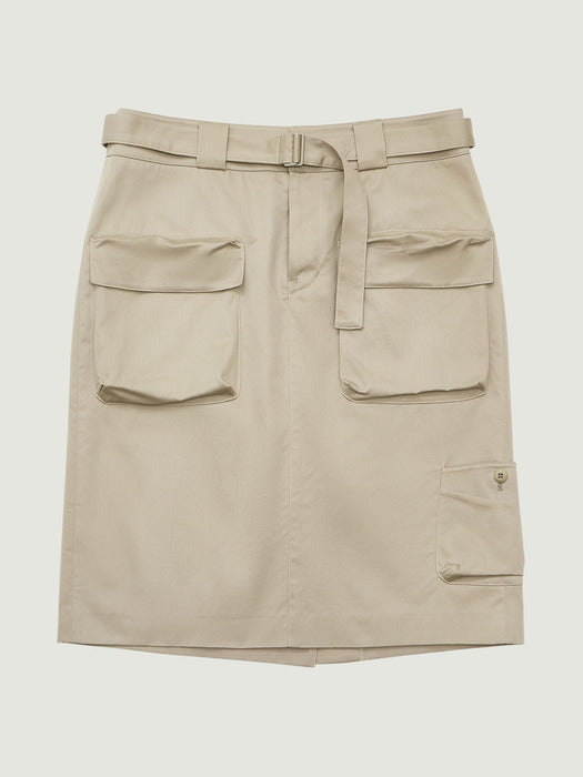 Grove 26Ss Betty Cargo Midi Skirt (Beige)