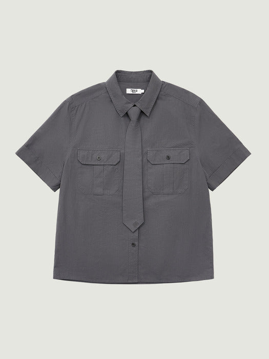 [grove] 26Ss Manon Tie Shirt (Charcoal)