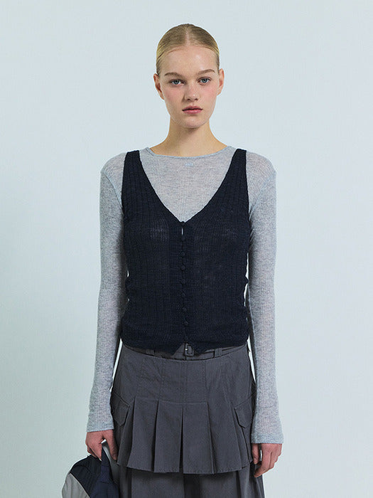 Grove 26Ss Gaby Knit Sleeveless (Navy)