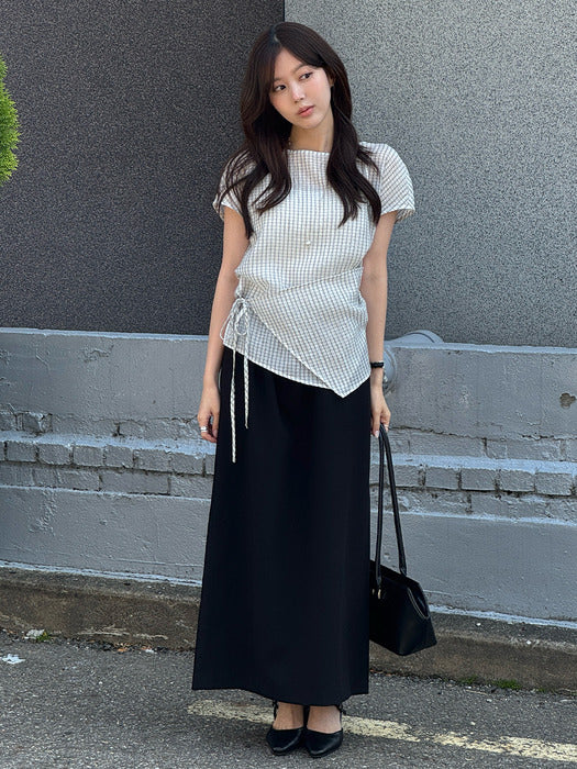 Tillidie Summer wool long skirt Black