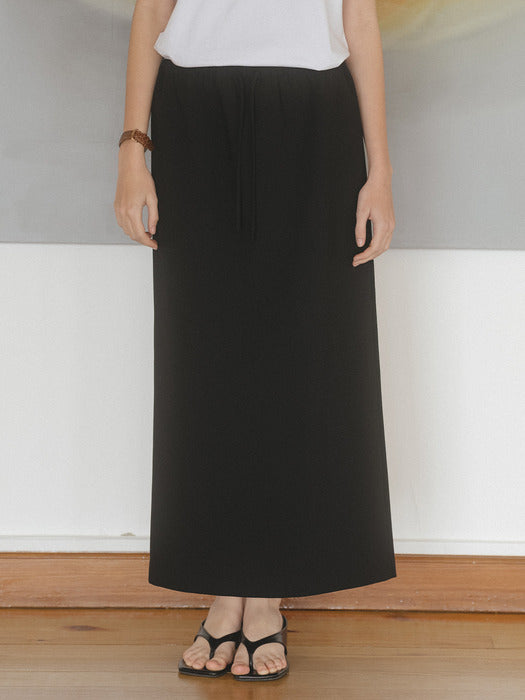Tillidie Summer wool long skirt Black