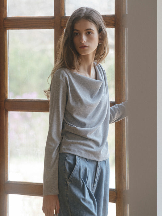 Tillidie Drape slim t-shirt Melange gray
