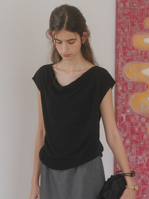 Tillidie Cowl neck sleeveless knit top Black