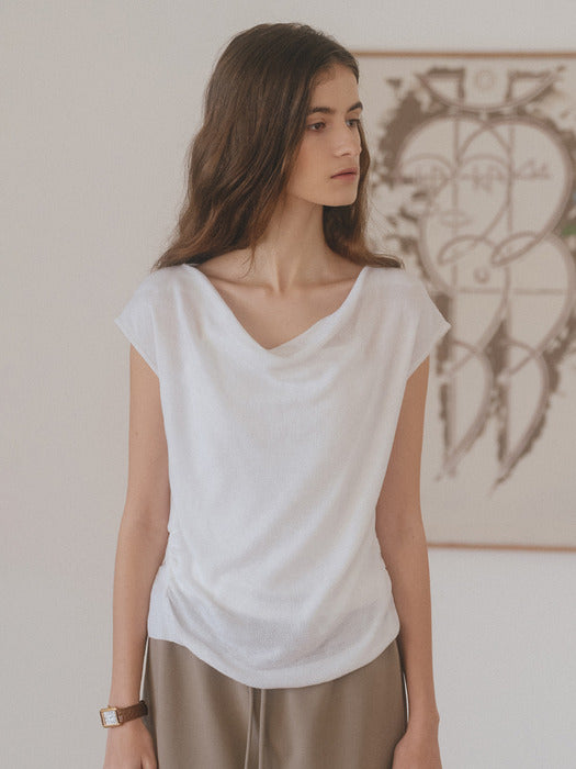 Tillidie Cowl neck sleeveless knit top Ivory