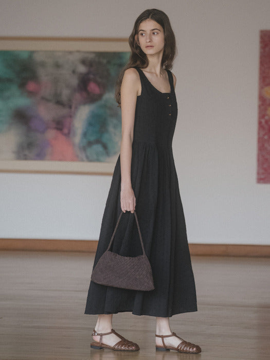 Tillidie Embroidered sleeveless dress Black