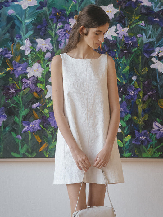 Tillidie Boat Neck jacquard mini dress Ivory