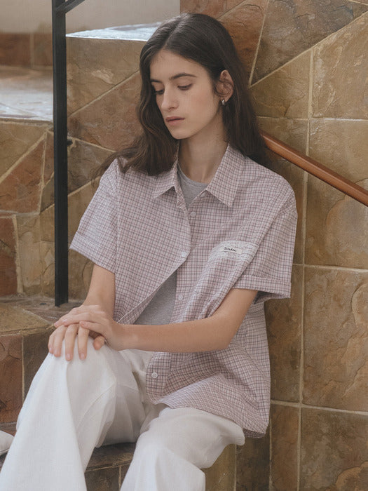 Tillidie Oversized check Lace detail shirt Pink