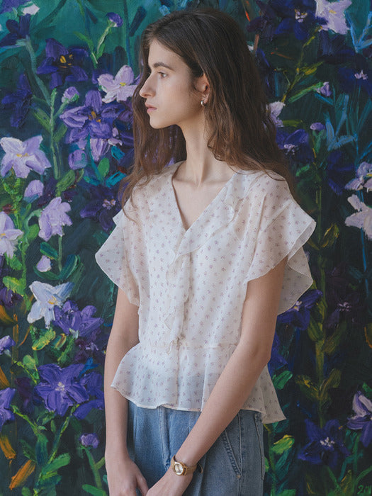 Tillidie Floral chiffon blouse Cream