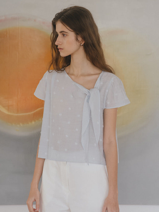 Tillidie Tie-Neck cap sleeve blouse Sky blue