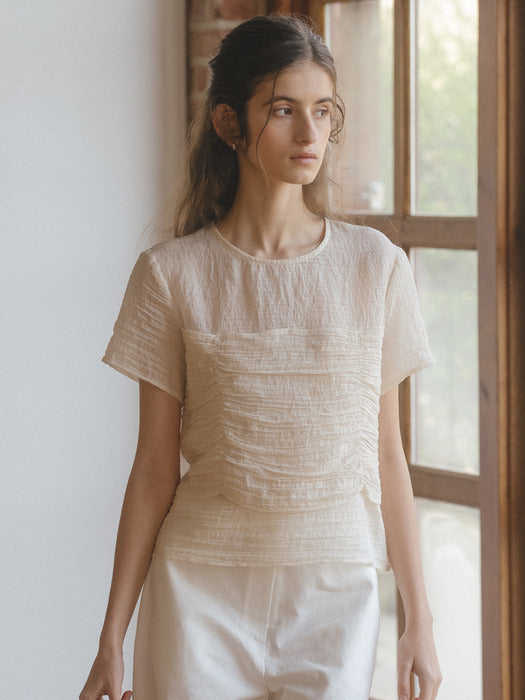 Tillidie Textured layered blouse Butter