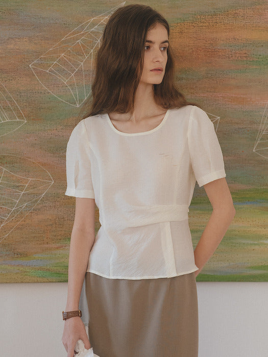 Tillidie Tied drape blouse Cream