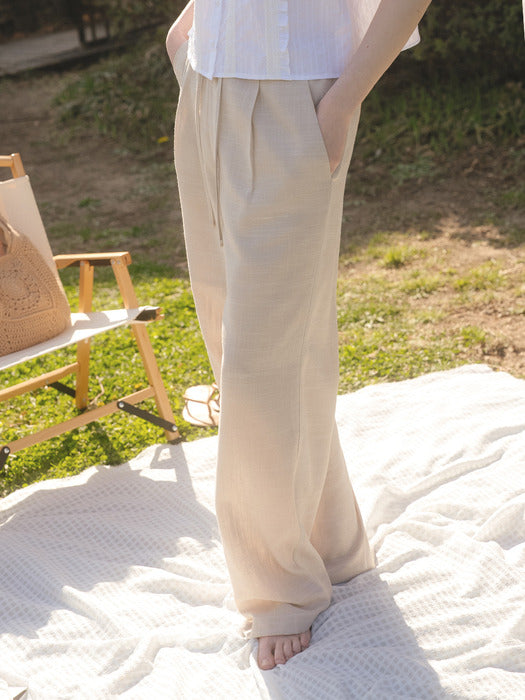 Tillidie Linen banding pants Beige