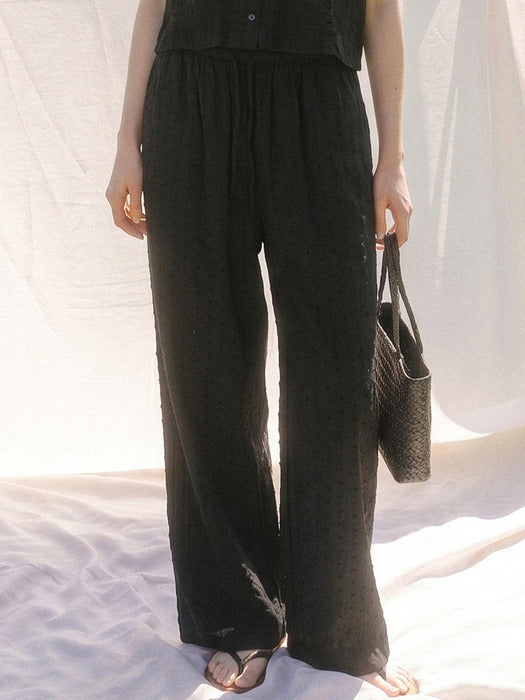 Tillidie Natural banding cotton pants Black