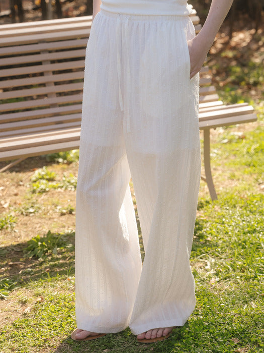 Tillidie Natural banding cotton pants Ivory