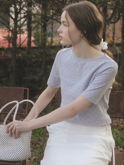 Tillidie Dot slim t-shirt Sky blue