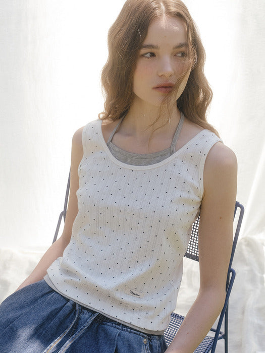 Tillidie Dot layered sleeveless Ivory