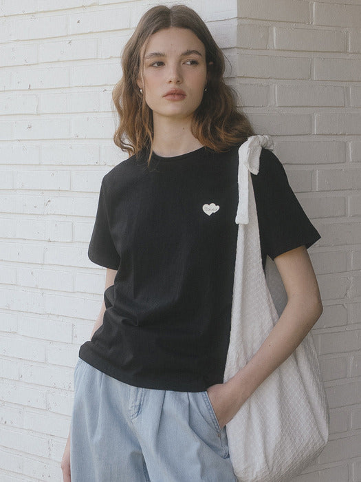 Tillidie Heart logo cotton t-shirt Black